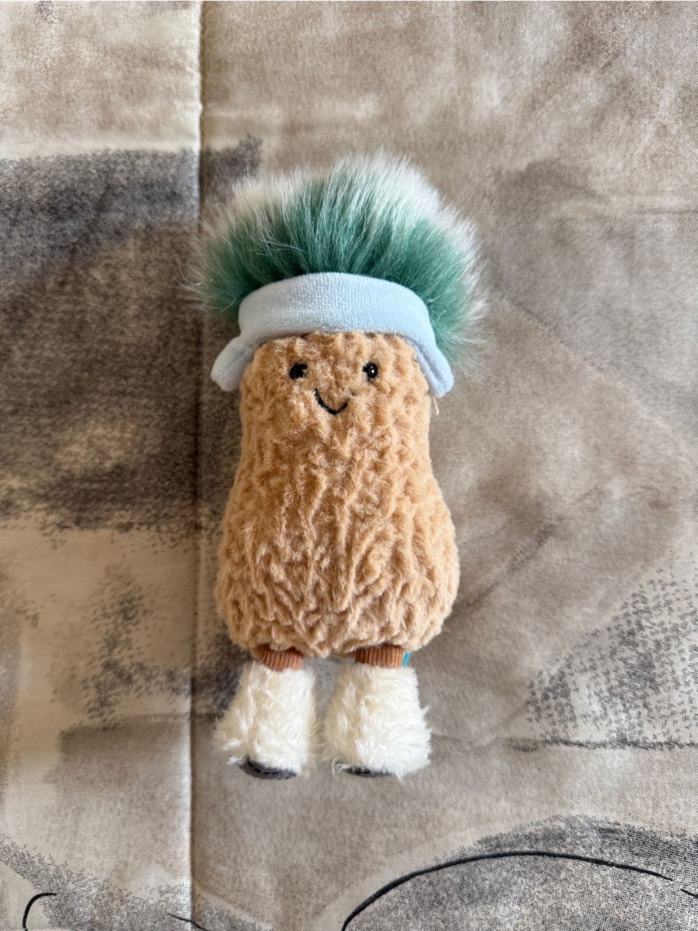 Jellycat Tan Plush Pet Toy with Green Faux-Fur Hair
